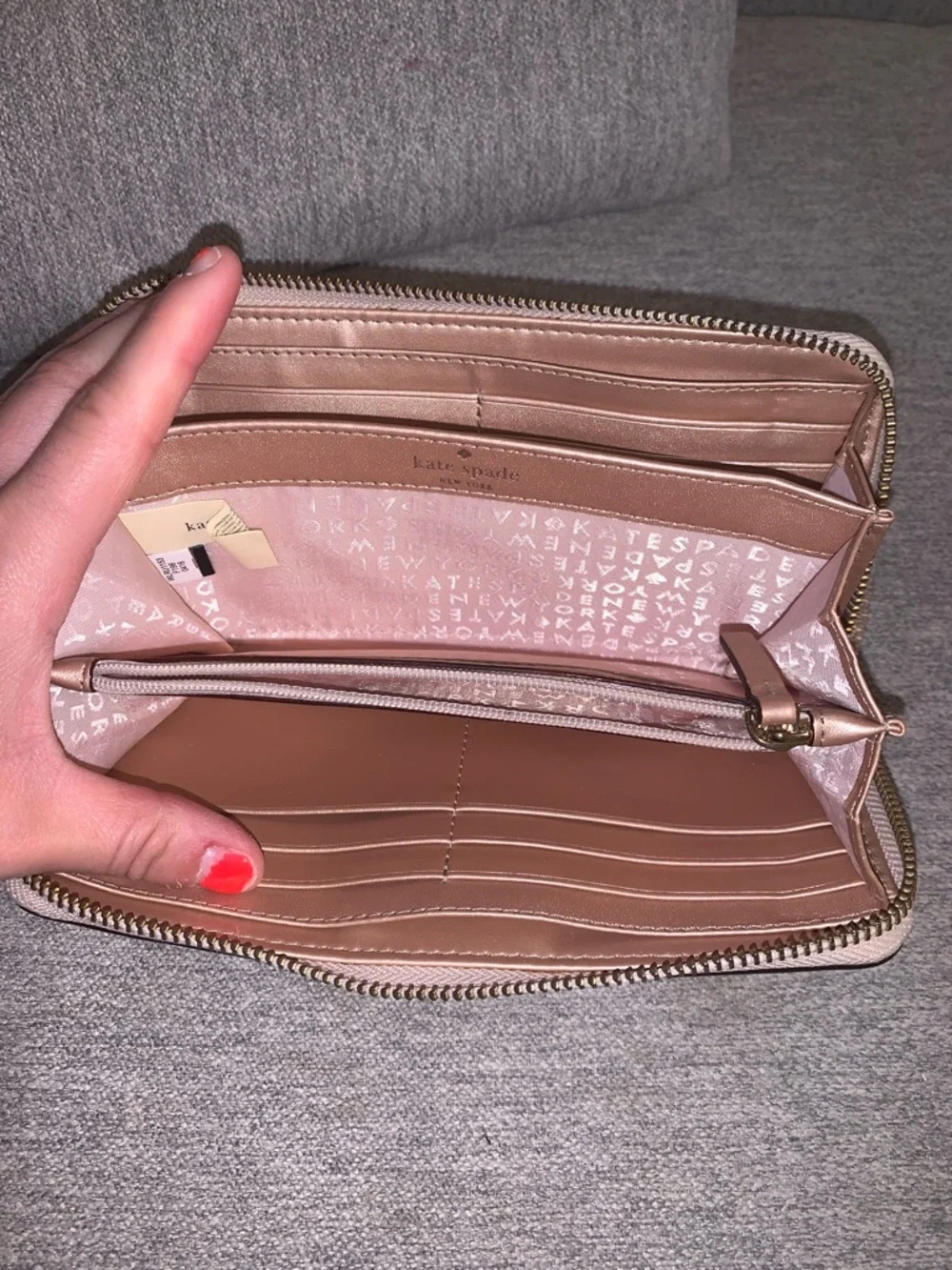 Kate Spade New York Wellesley Neda Metallic Rose Gold Leather Long Zip Wallet - Picture 16 of 16